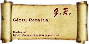 Géczy Rozália névjegykártya